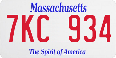 MA license plate 7KC934