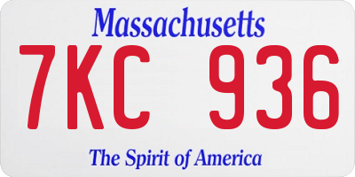 MA license plate 7KC936