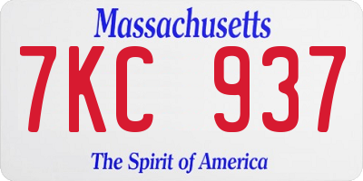 MA license plate 7KC937
