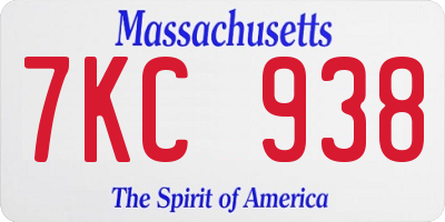 MA license plate 7KC938