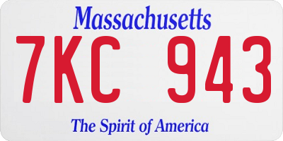 MA license plate 7KC943