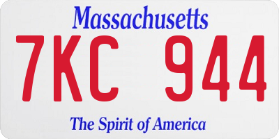 MA license plate 7KC944