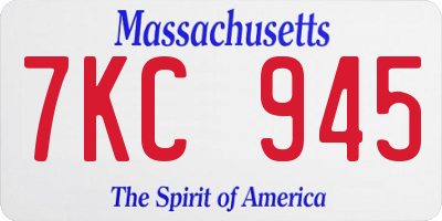 MA license plate 7KC945