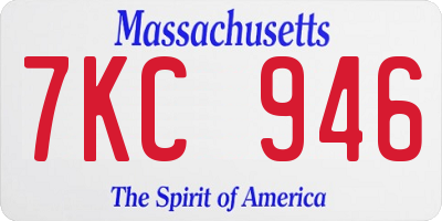 MA license plate 7KC946