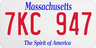 MA license plate 7KC947