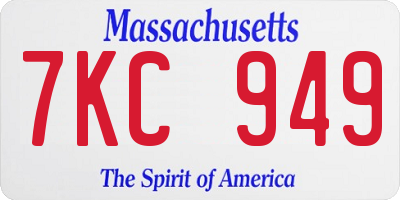 MA license plate 7KC949