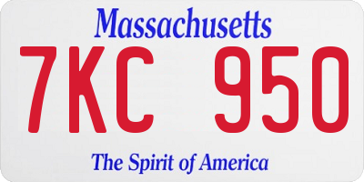 MA license plate 7KC950