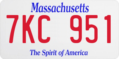 MA license plate 7KC951