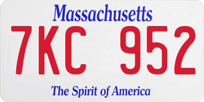 MA license plate 7KC952