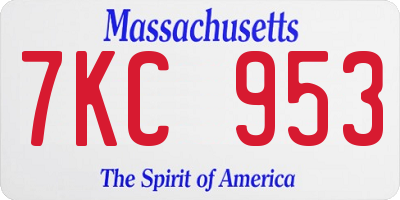 MA license plate 7KC953