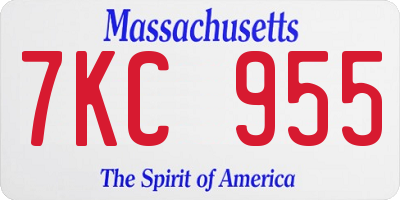 MA license plate 7KC955
