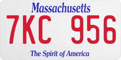 MA license plate 7KC956