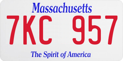 MA license plate 7KC957