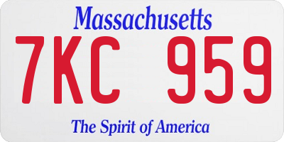 MA license plate 7KC959