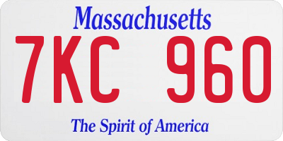 MA license plate 7KC960