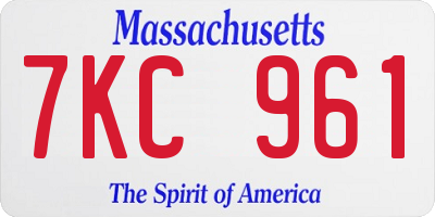 MA license plate 7KC961
