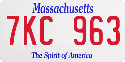MA license plate 7KC963