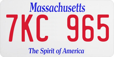 MA license plate 7KC965