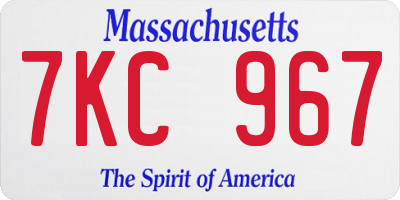 MA license plate 7KC967