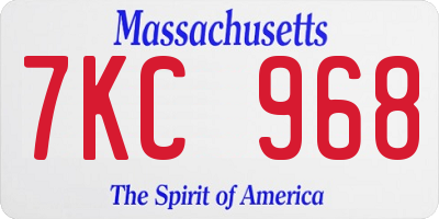 MA license plate 7KC968