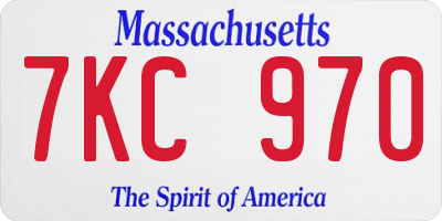 MA license plate 7KC970
