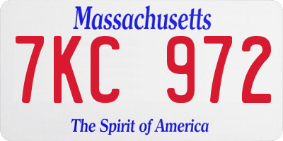 MA license plate 7KC972