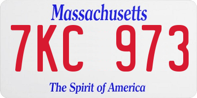 MA license plate 7KC973