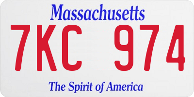 MA license plate 7KC974