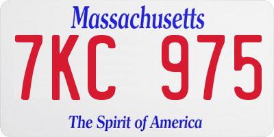 MA license plate 7KC975