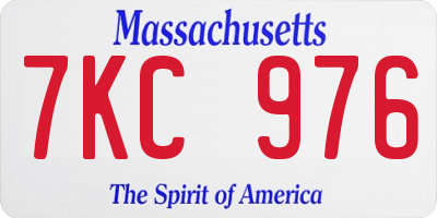 MA license plate 7KC976
