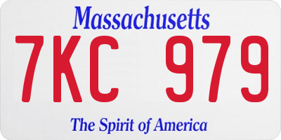 MA license plate 7KC979