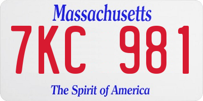 MA license plate 7KC981
