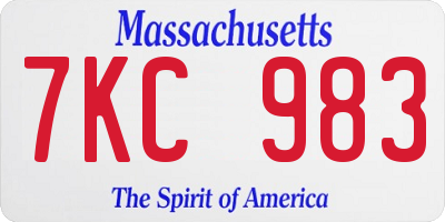 MA license plate 7KC983
