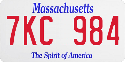 MA license plate 7KC984
