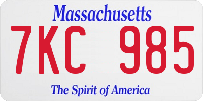 MA license plate 7KC985