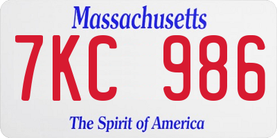 MA license plate 7KC986