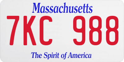 MA license plate 7KC988