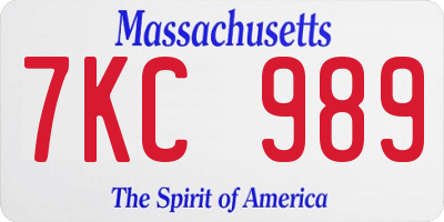 MA license plate 7KC989