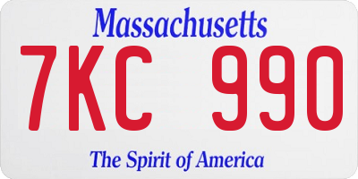 MA license plate 7KC990