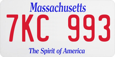MA license plate 7KC993