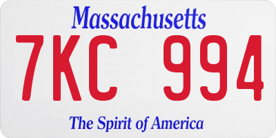 MA license plate 7KC994
