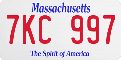 MA license plate 7KC997