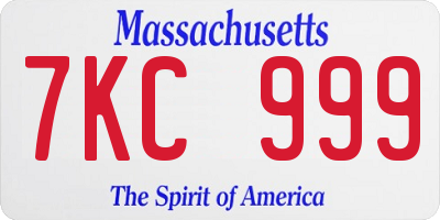 MA license plate 7KC999