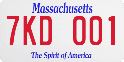 MA license plate 7KD001