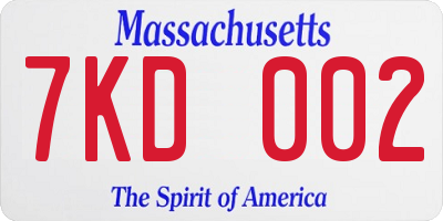 MA license plate 7KD002