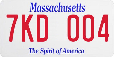 MA license plate 7KD004