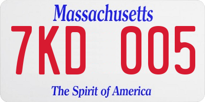 MA license plate 7KD005