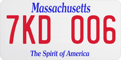 MA license plate 7KD006