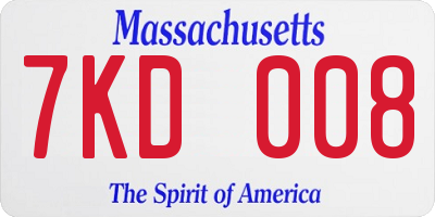 MA license plate 7KD008