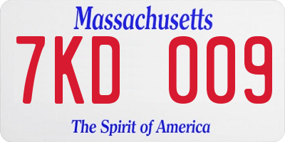 MA license plate 7KD009